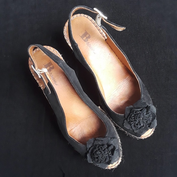 Browns Black Suede Espadrille Sling-back Wedge Sandal - Picture 2 of 7